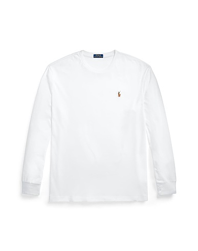 POLO RALPH LAUREN Basic T-Shirt CUSTOM SLIM SOFT COTTON TEE
 Weiß 100% Baumwolle