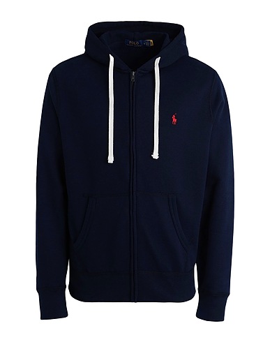 POLO RALPH LAUREN Hooded track jacket  THE RL FLEECE HOODIE
 Midnight blue 60% Cotton, 40% Polyester