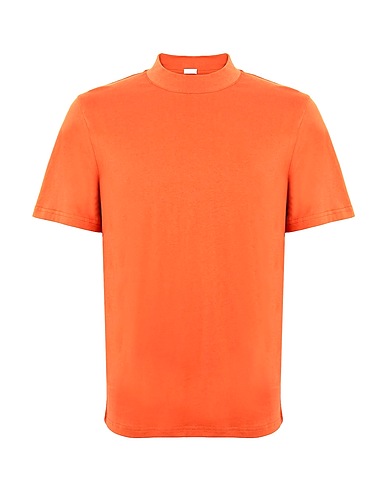 8 by YOOX Basic T-shirt ORGANIC COTTON MOCK NECK T-SHIRT Rust 100% Organic cotton