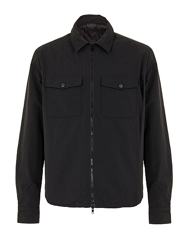 8 by YOOX Solid colour shirt NYLON ZIPPED SHIRT Black 100% Polyamide