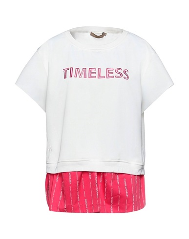 SIMONA CORSELLINI T-Shirt Weiß 94% Polyester, 6% Elastan, Baumwolle