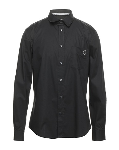 BIKKEMBERGS Solid colour shirt Black 96% Cotton, 4% Elastane