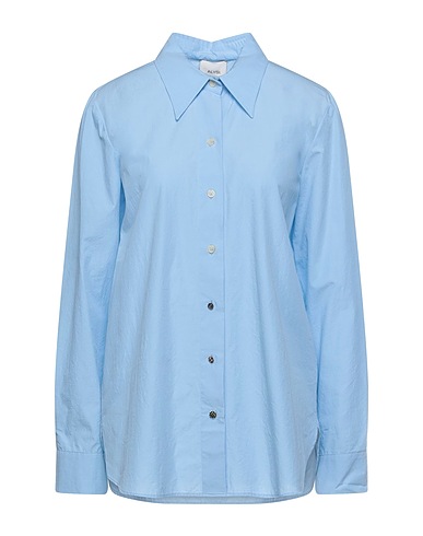 ALYSI Solid colour shirts & blouses Sky blue 100% Cotton