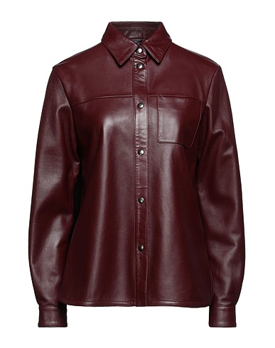 FAY Solid colour shirts & blouses Burgundy Ovine leather