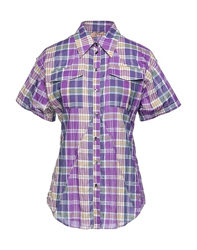 N°21 Checked shirt Purple 99% Cotton, 1% Elastane