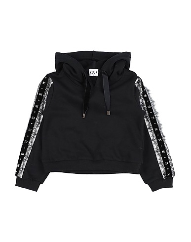 GAIALUNA Hooded sweatshirt Black 80% Cotton, 20% Polyester