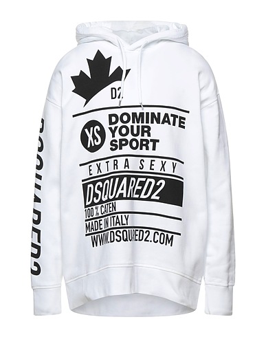 DSQUARED2 Hooded track jacket  White 100% Cotton