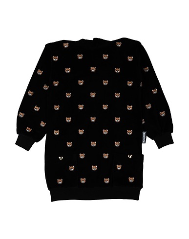MOSCHINO TEEN Dress Black 75% Cotton, 20% Polyester, 5% Elastane