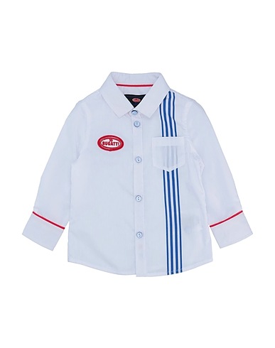 BUGATTI Patterned shirt White 63% Cotton, 33% Nylon, 4% Elastane