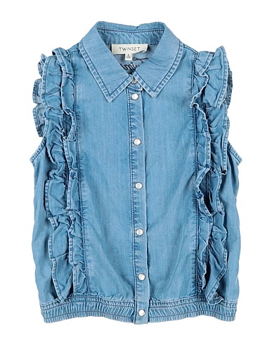 TWINSET Denim shirt Blue 65% Lyocell, 35% Cotton
