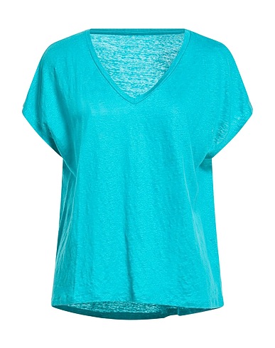 MAJESTIC FILATURES Basic T-shirt TURCHESE 94% Linen, 6% Cotton