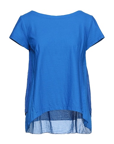 EUROPEAN CULTURE T-shirt Bright blue 70% Cotton, 30% Ramie