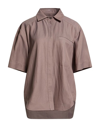 LOULOU STUDIO Μονόχρωμα πουκάμισα και μπλούζες Γκρι-καφέ 85% Βισκόζη, 15% Λινό