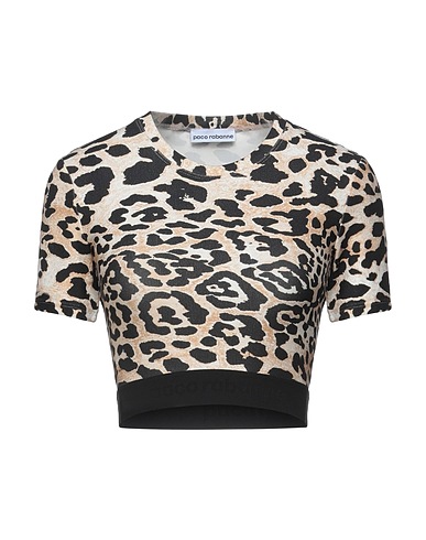 RABANNE Crop top Beige 98% Viscose, 2% Elastane