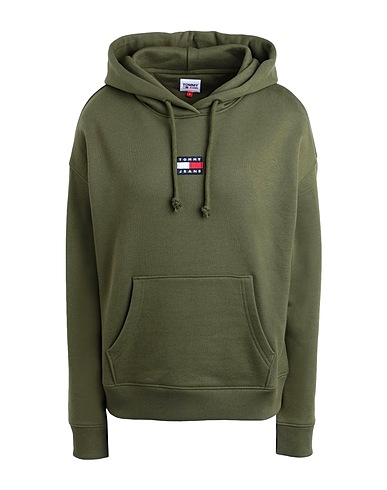 TOMMY JEANS Felpa TJW TOMMY CENTER BADGE HOODIE
 Verde militare 100% Cotone