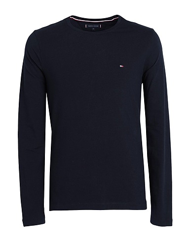 TOMMY HILFIGER Basic T-Shirt STRETCH SLIM FIT LONG T-SHIRT
 Midnight blue 96% Organic cotton, 4% Elastane