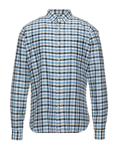 DISCRIMINATIONLESS Camicia a quadri Azzurro 70% Cotone, 30% Seta