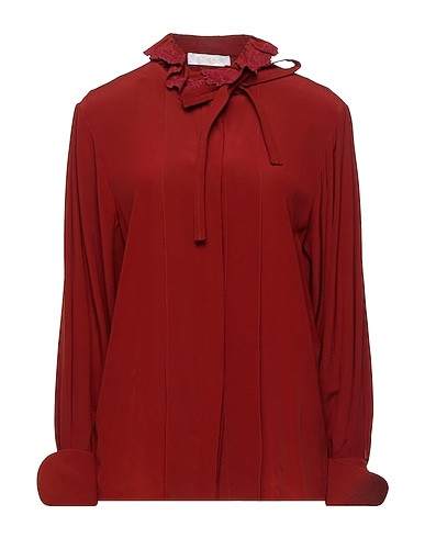 CHLOÉ Shirts & blouses with bow Brick red 100% Silk, Polyester, Mother-of-pearl