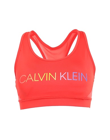 CALVIN KLEIN PERFORMANCE Crop top MEDIUM SUPPORT BRA Orange 88% Polyester, 12% Elastane