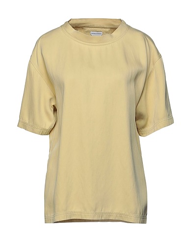 BOTTEGA VENETA Basic T-Shirt Pastellgelb 100% Seide
