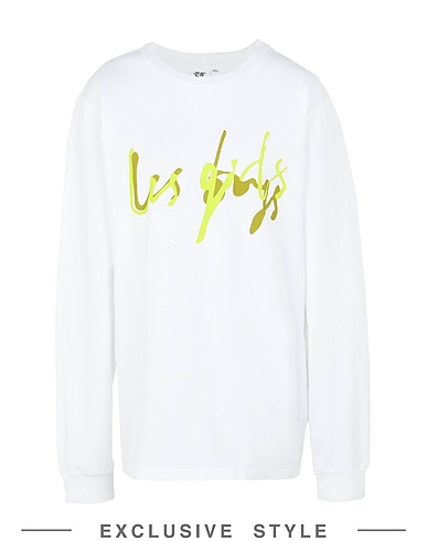 LES GIRLS LES BOYS x YOOX T-shirt SCRATCHY PRINT L/S T-SHIRT White 100% Cotton