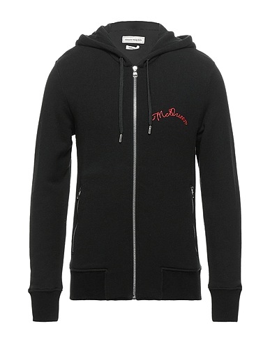 MCQUEEN Hooded track jacket  Black 100% Cotton, Viscose, Polyester