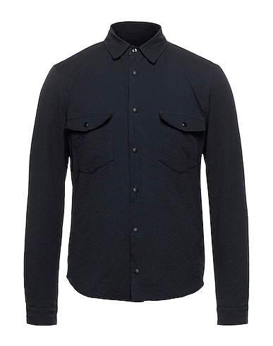 BRIAN DALES Solid colour shirt Midnight blue 97% Cotton, 3% Elastane