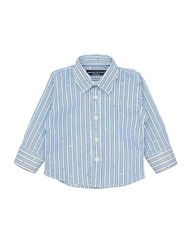 MANUELL & FRANK Patterned shirt Blue 97% Cotton, 3% Elastane
