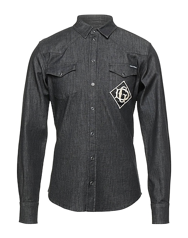 DOLCE&GABBANA Denim shirt Black 98% Cotton, 2% Elastane, Silk, Viscose, Polyester