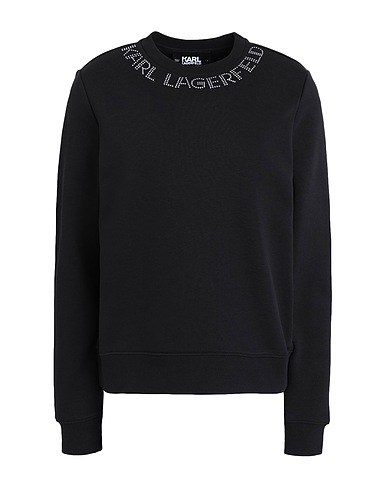 KARL LAGERFELD Sweatshirt Rhinestone Logo Neck Sweat
 Black 89% Cotton, 11% Polyester