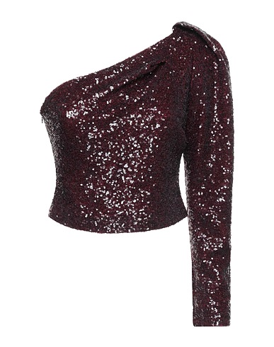 IN THE MOOD FOR LOVE One-shoulder top Burgundy 100% Polyester