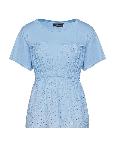 VANESSA SCOTT T-shirt Celeste 100% Cotone