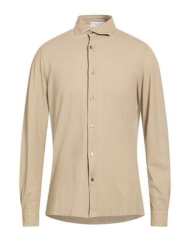 FILIPPO DE LAURENTIIS Solid colour shirt Sand 100% Cotton
