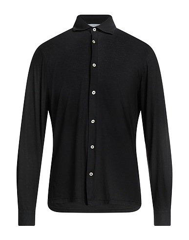 FILIPPO DE LAURENTIIS Solid colour shirt Black 100% Cotton