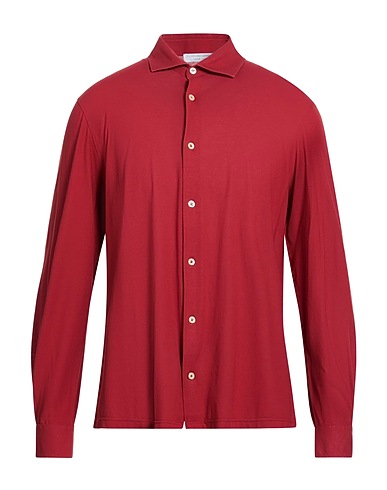 FILIPPO DE LAURENTIIS Solid colour shirt Brick red 100% Cotton