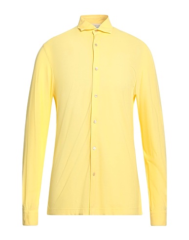 FILIPPO DE LAURENTIIS Solid colour shirt Yellow 100% Cotton