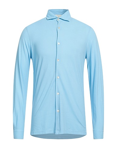 FILIPPO DE LAURENTIIS Solid color shirt Light blue 100% Cotton