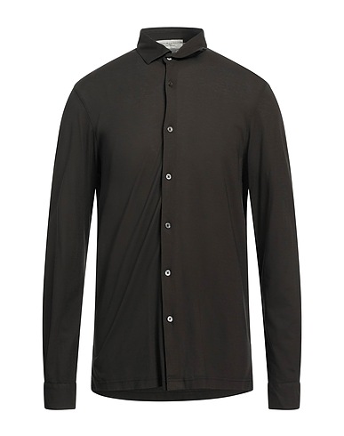 FILIPPO DE LAURENTIIS Solid color shirt Dark brown 100% Cotton