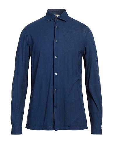 FILIPPO DE LAURENTIIS Solid color shirt Blue 100% Cotton