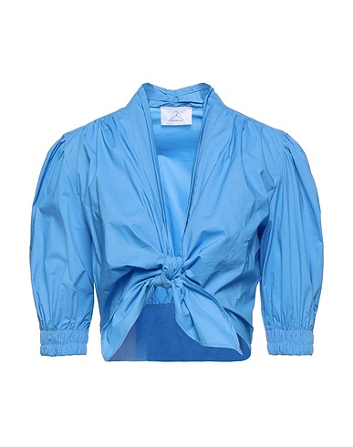 BERNA Solid color shirts & blouses Azure 95% Cotton, 5% Elastane