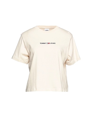 TOMMY JEANS T-shirt TJW LINEAR LOGO T-SHIRT
 Beige 100% Cotone