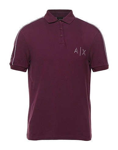 ARMANI EXCHANGE Polo shirt Burgundy 97% Cotton, 3% Elastane
