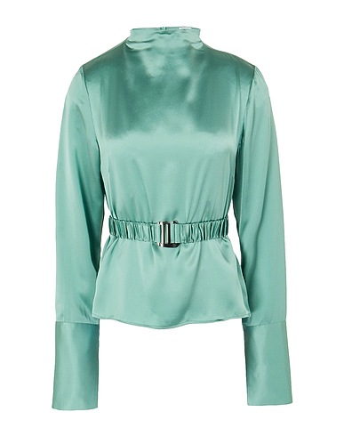 8 by YOOX Top SILK RUFFLED BLOUSE
 Verde salvia 100% Seta