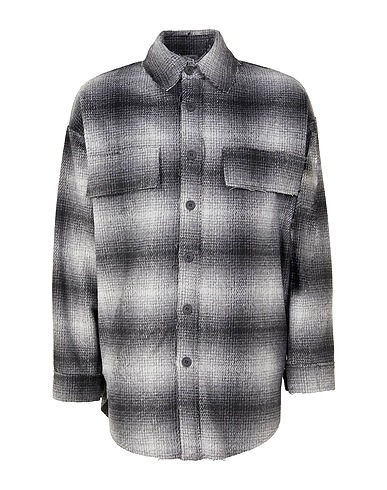 8 by YOOX Patterned shirt Charcoal 50% Acrylic, 25% Polyester, 20% Wool, 5% Other Fibres