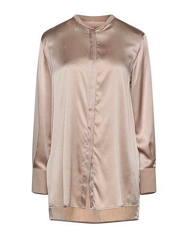 PUROTATTO Solid colour shirts & blouses Light brown 92% Silk, 8% Elastane