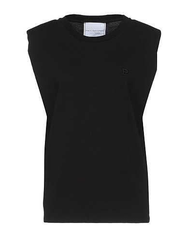 PHILOSOPHY di LORENZO SERAFINI Tank top Black 100% Cotton