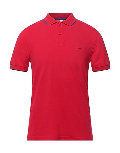 SUN 68 Polo shirt Red 95% Cotton, 5% Elastane