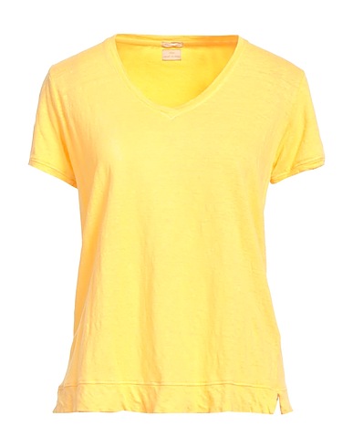 MASSIMO ALBA Basic T-Shirt Pastel yellow 100% Linen