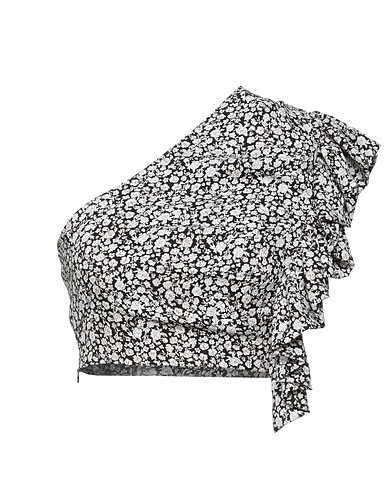 WEILI ZHENG One-shoulder top Black 100% Polyester