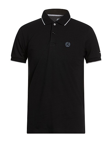 PEOPLE OF SHIBUYA Polo shirt Black 94% Cotton, 6% Elastane